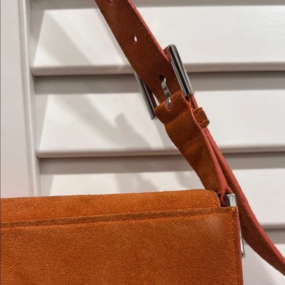 BY FAR Orange Suede Billy Shoulder Bag - Picture 9 of 9